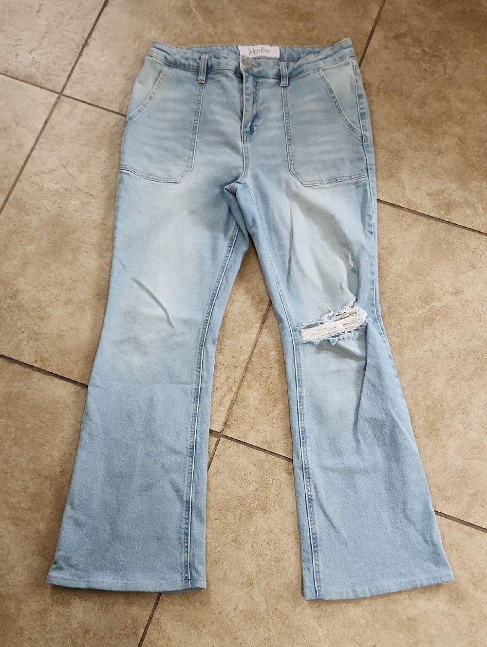 Indigo Rein Light Blue Distressed Flare Jeans